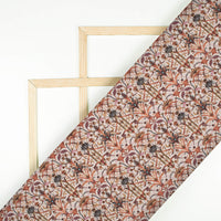 Peach And Red Traditional Pattern Digital Print Crepe Silk Fabric