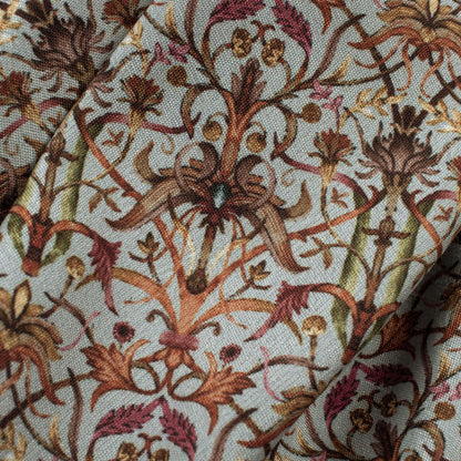 Dolphin Grey And Red Traditional Pattern Digital Print Crepe Silk Fabric