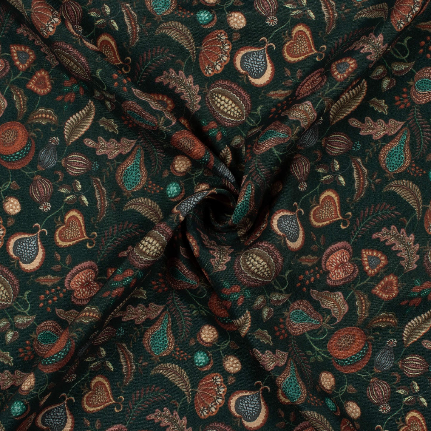 Sacramento Green And Red Floral Pattern Digital Print Crepe Silk Fabric