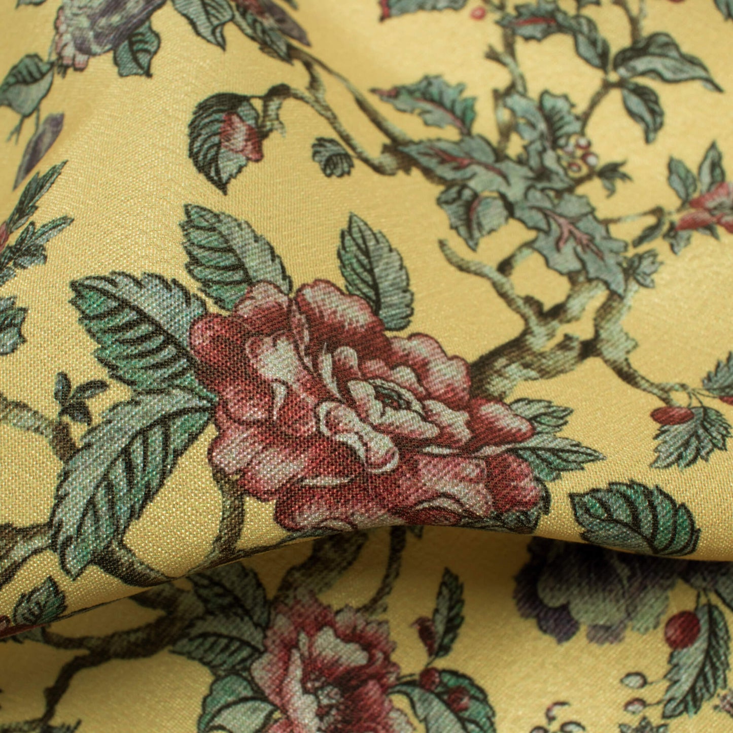 Laguna Yellow And Pink Floral Pattern Digital Print Crepe Silk Fabric