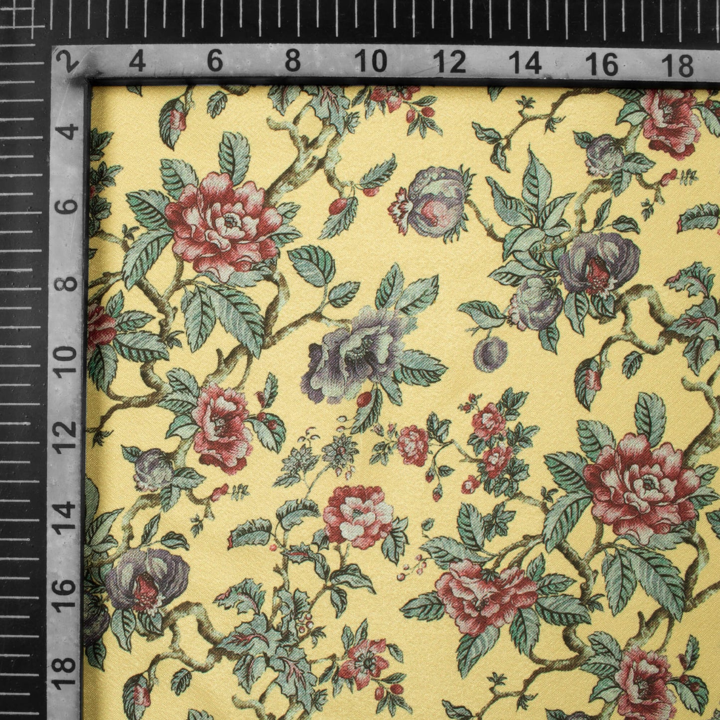 Laguna Yellow And Pink Floral Pattern Digital Print Crepe Silk Fabric