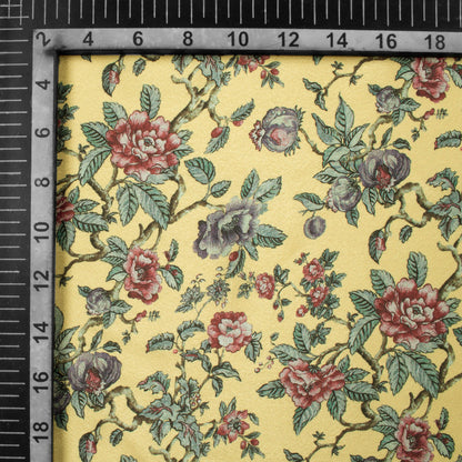 Laguna Yellow And Pink Floral Pattern Digital Print Crepe Silk Fabric