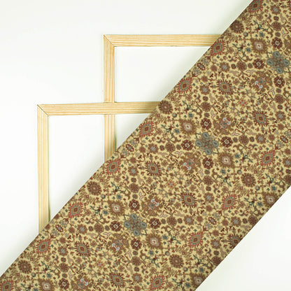 Laguna Yellow And Brown Traditional Pattern Digital Print Crepe Silk Fabric