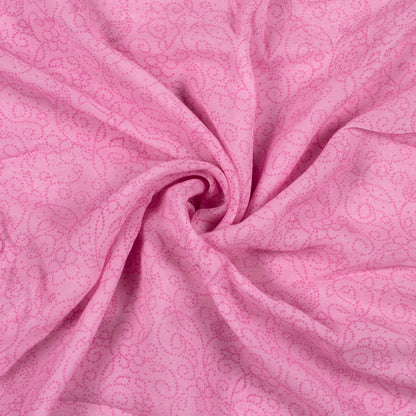 Taffy Pink Paisely Pattern Digital Print Pure Georgette Fabric