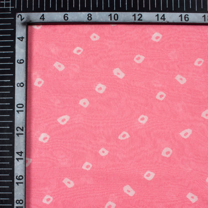 Flamingo Pink And White Bandhanii Pattern Digital Print Pure Georgette Fabric