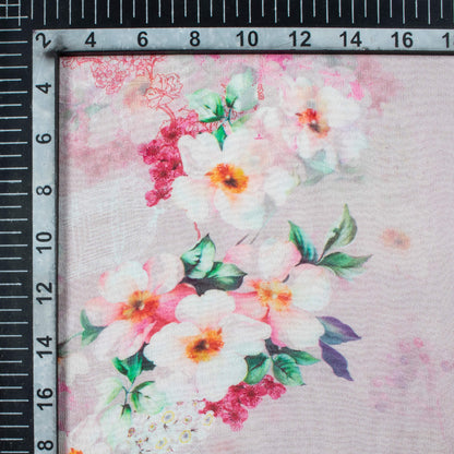 Thistle Purple And White Floral Pattern Digital Print Pure Georgette Fabric