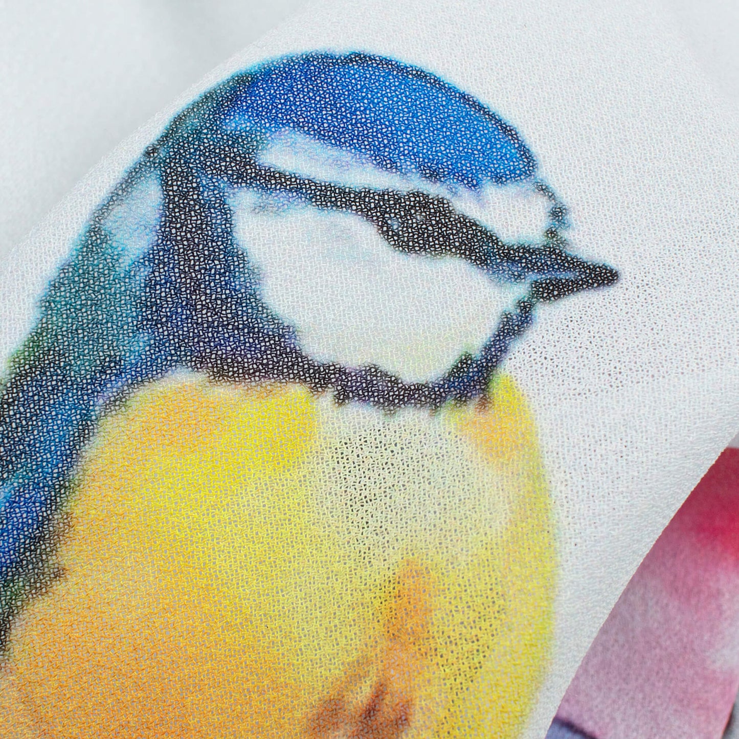 White And Grape Purple Bird Pattern Digital Print Georgette Fabric
