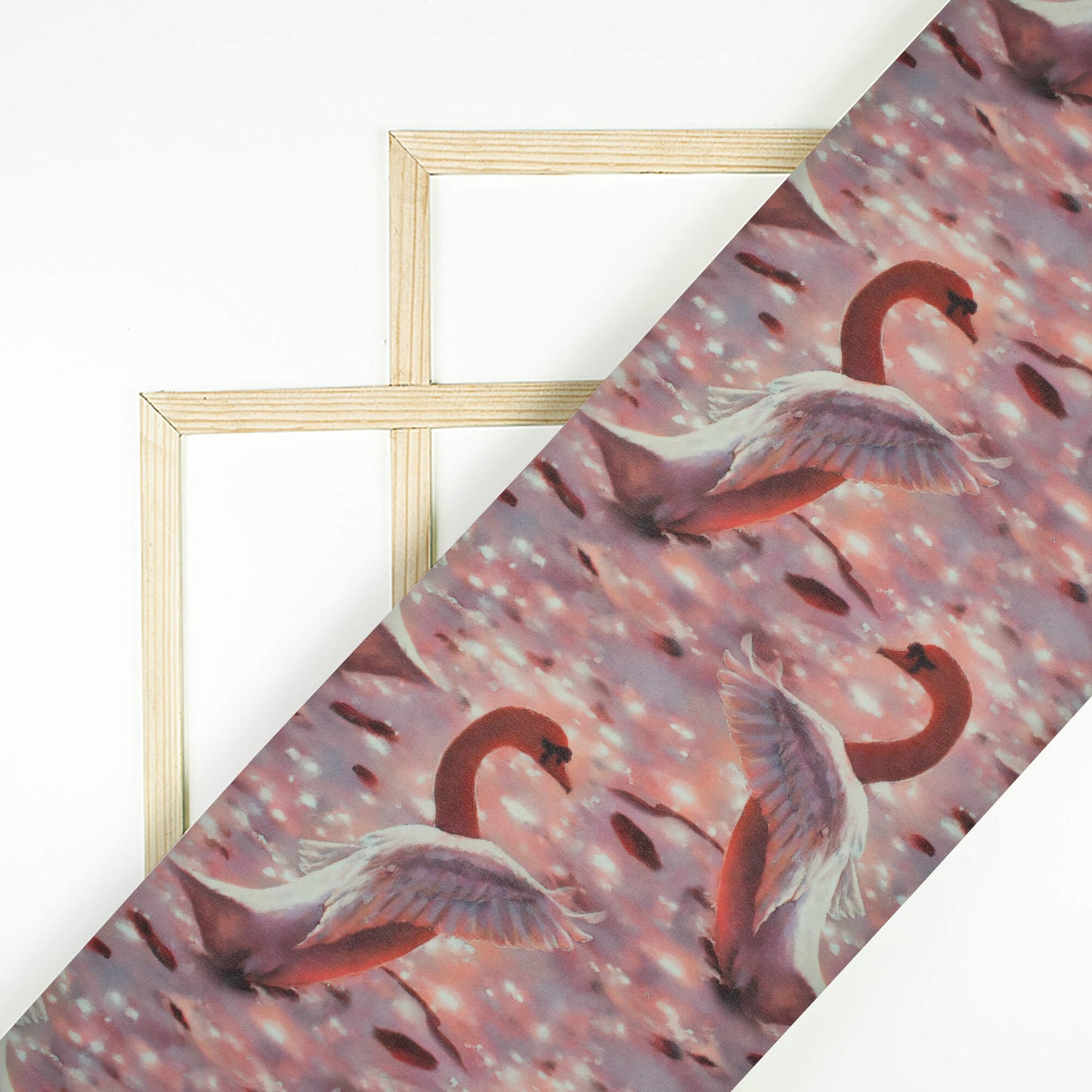 Reddish Brown Bird Pattern Digital Print Georgette Fabric