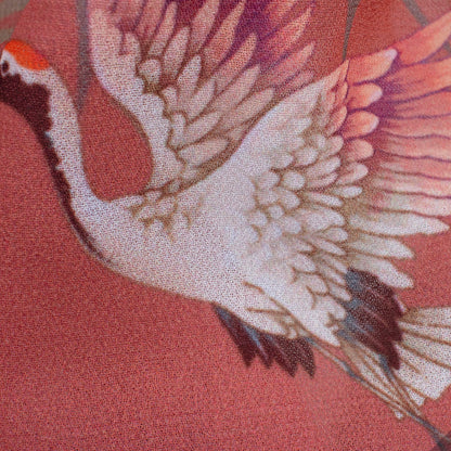 Blush Red And White Bird Pattern Digital Print Georgette Fabric