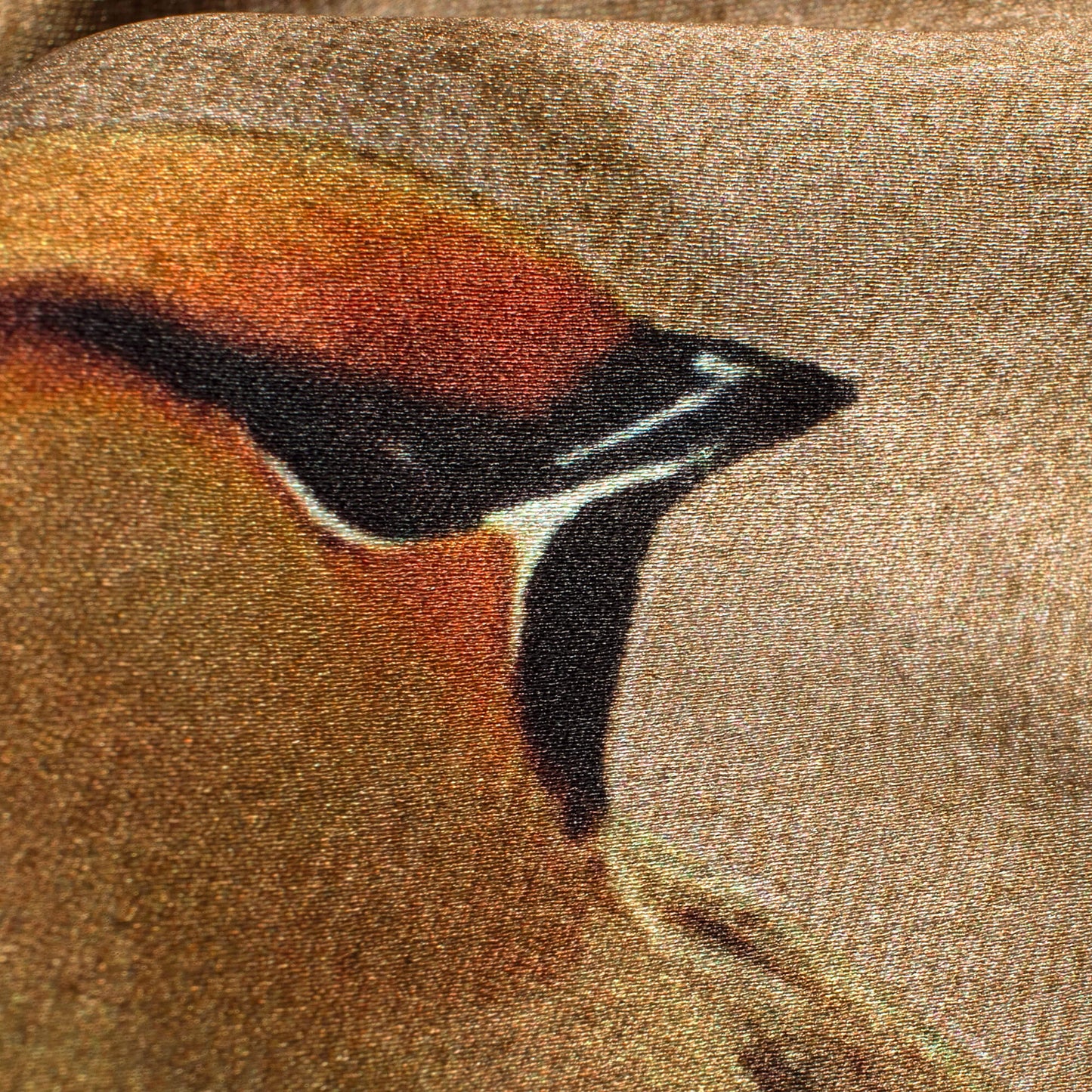 Brown And Orange Bird Pattern Digital Print Japan Satin Fabric