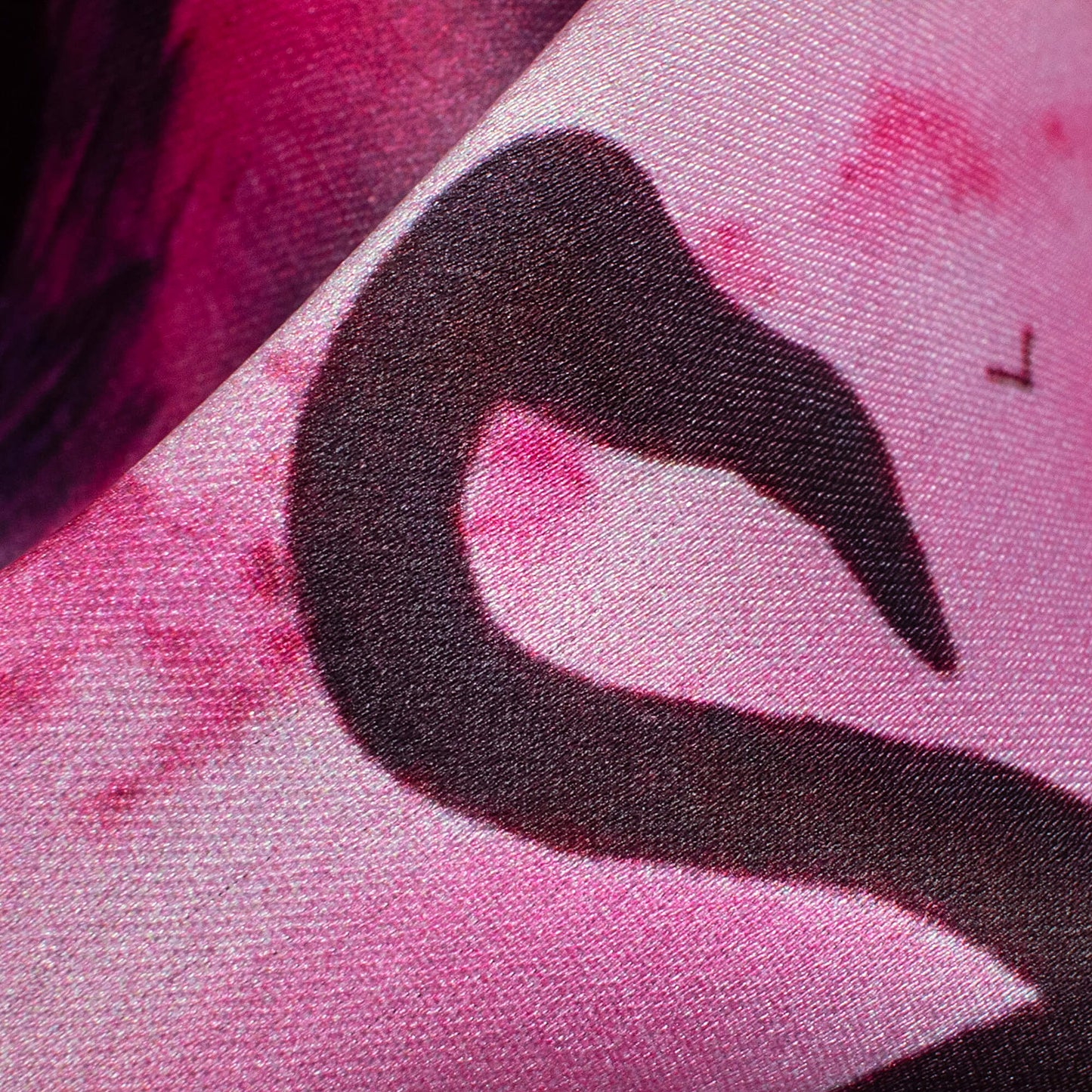 Fandango Pink And Black Bird Pattern Digital Print Japan Satin Fabric