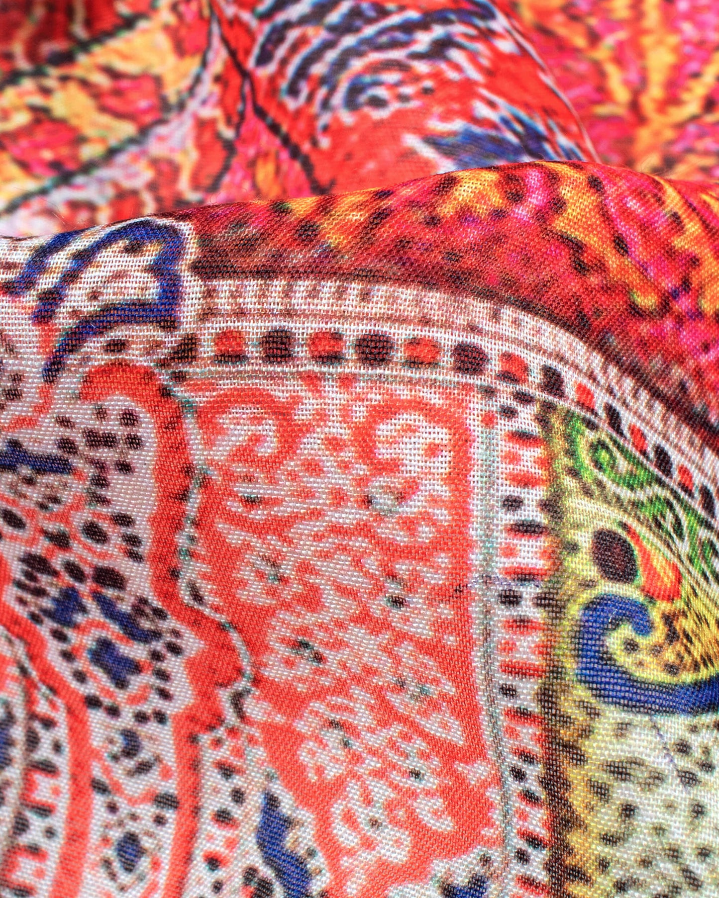 Brick Pink And Maroon Ethnic Pattern Digital Print Poly Voile Dupatta With Tassels