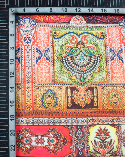 Brick Pink And Maroon Ethnic Pattern Digital Print Poly Voile Dupatta With Tassels