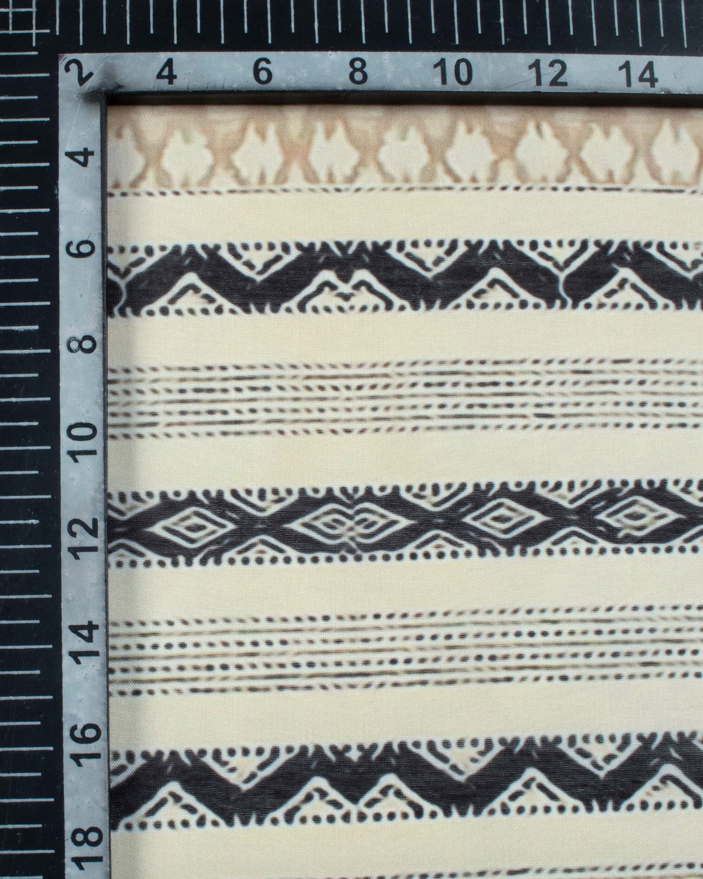 Tan Beige And Black Chevron Pattern Digital Print Poly Voile Dupatta With Tassels