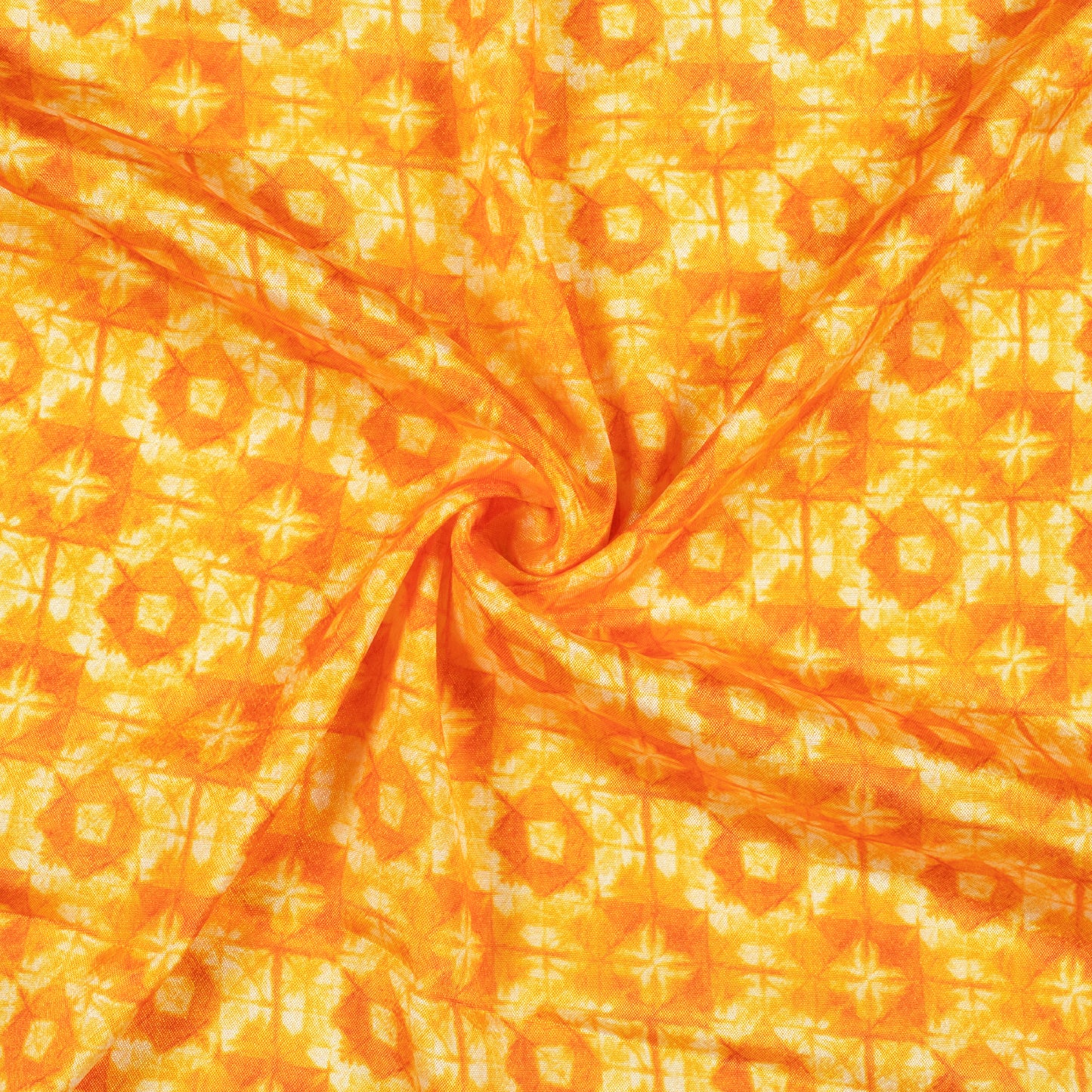 Fire Yellow Geometric Pattern Digital Print Crepe Silk Fabric