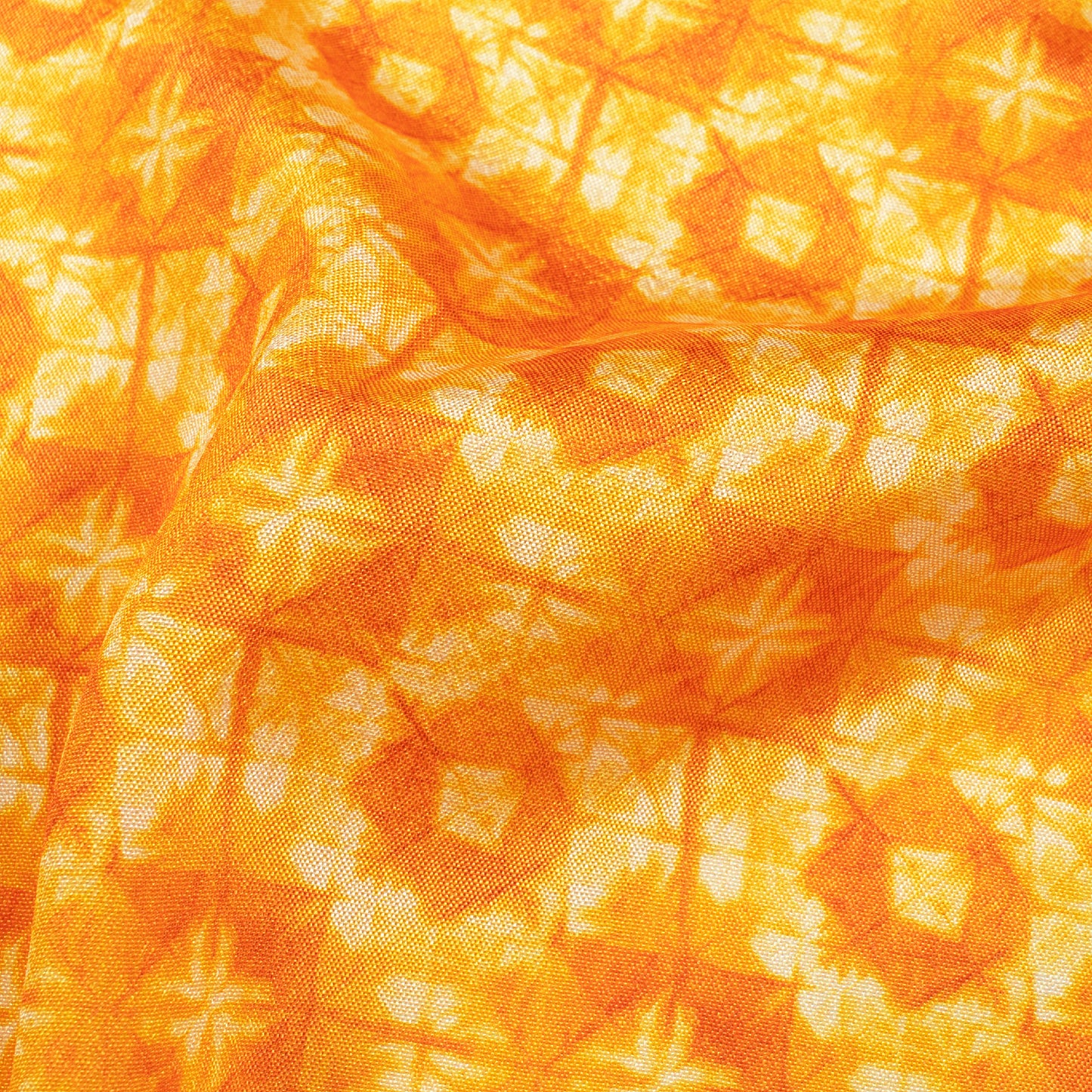 Fire Yellow Geometric Pattern Digital Print Crepe Silk Fabric