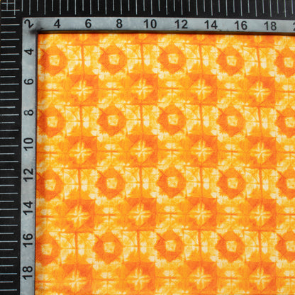 Fire Yellow Geometric Pattern Digital Print Crepe Silk Fabric