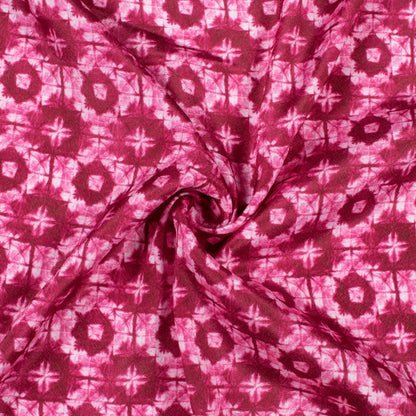 Rouge Pink Geometric Pattern Digital Print Crepe Silk Fabric