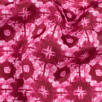 Rouge Pink Geometric Pattern Digital Print Crepe Silk Fabric
