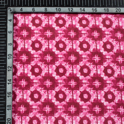 Rouge Pink Geometric Pattern Digital Print Crepe Silk Fabric