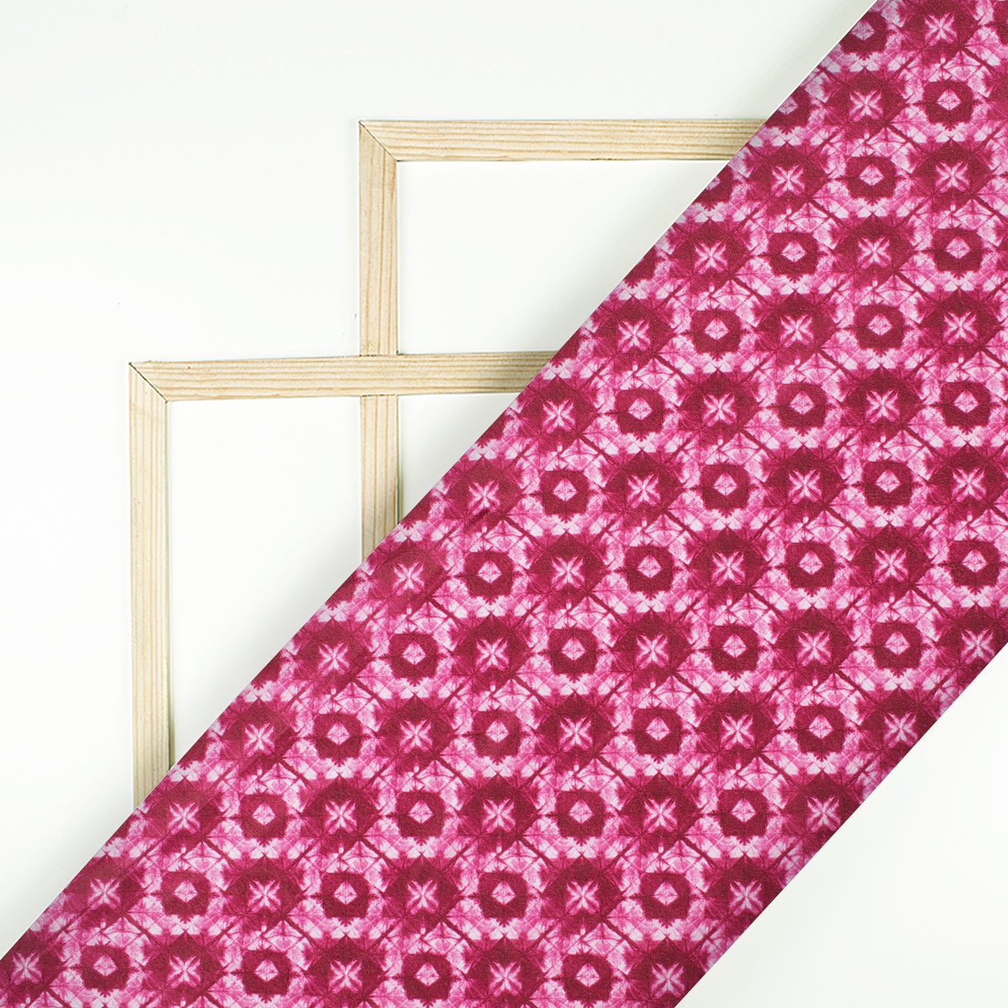 Rouge Pink Geometric Pattern Digital Print Crepe Silk Fabric