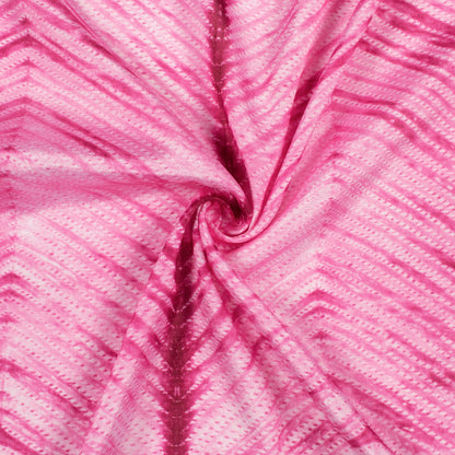 Rouge Pink Chevron Pattern Digital Print Crepe Silk Fabric