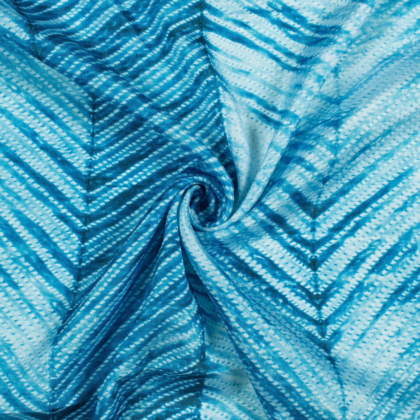 Prussian Blue Chevron Pattern Digital Print Crepe Silk Fabric