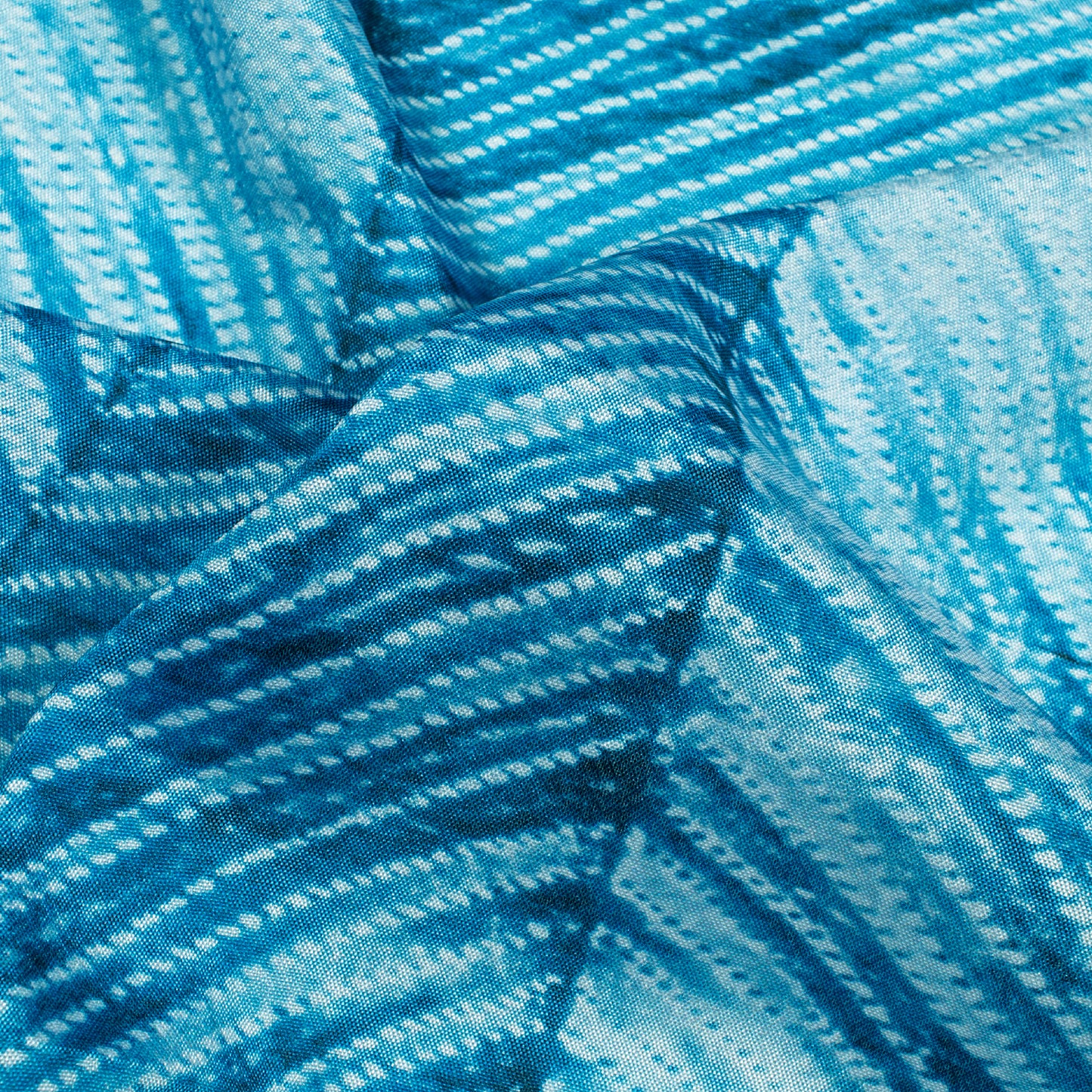 Prussian Blue Chevron Pattern Digital Print Crepe Silk Fabric