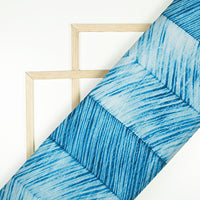 Prussian Blue Chevron Pattern Digital Print Crepe Silk Fabric