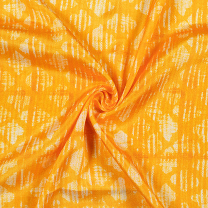 Amber Yellow Geometric Pattern Digital Print Crepe Silk Fabric