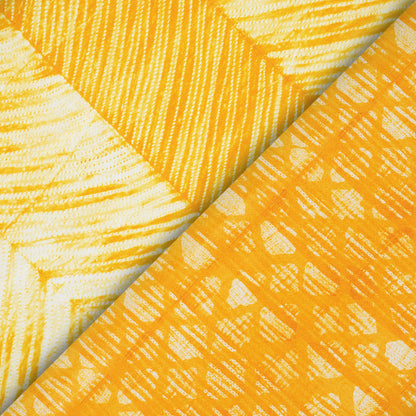 Amber Yellow Geometric Pattern Digital Print Crepe Silk Fabric