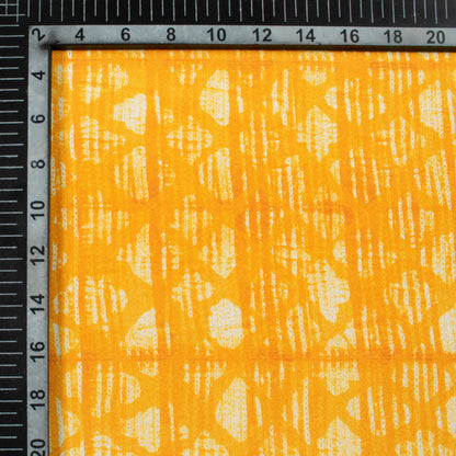 Amber Yellow Geometric Pattern Digital Print Crepe Silk Fabric