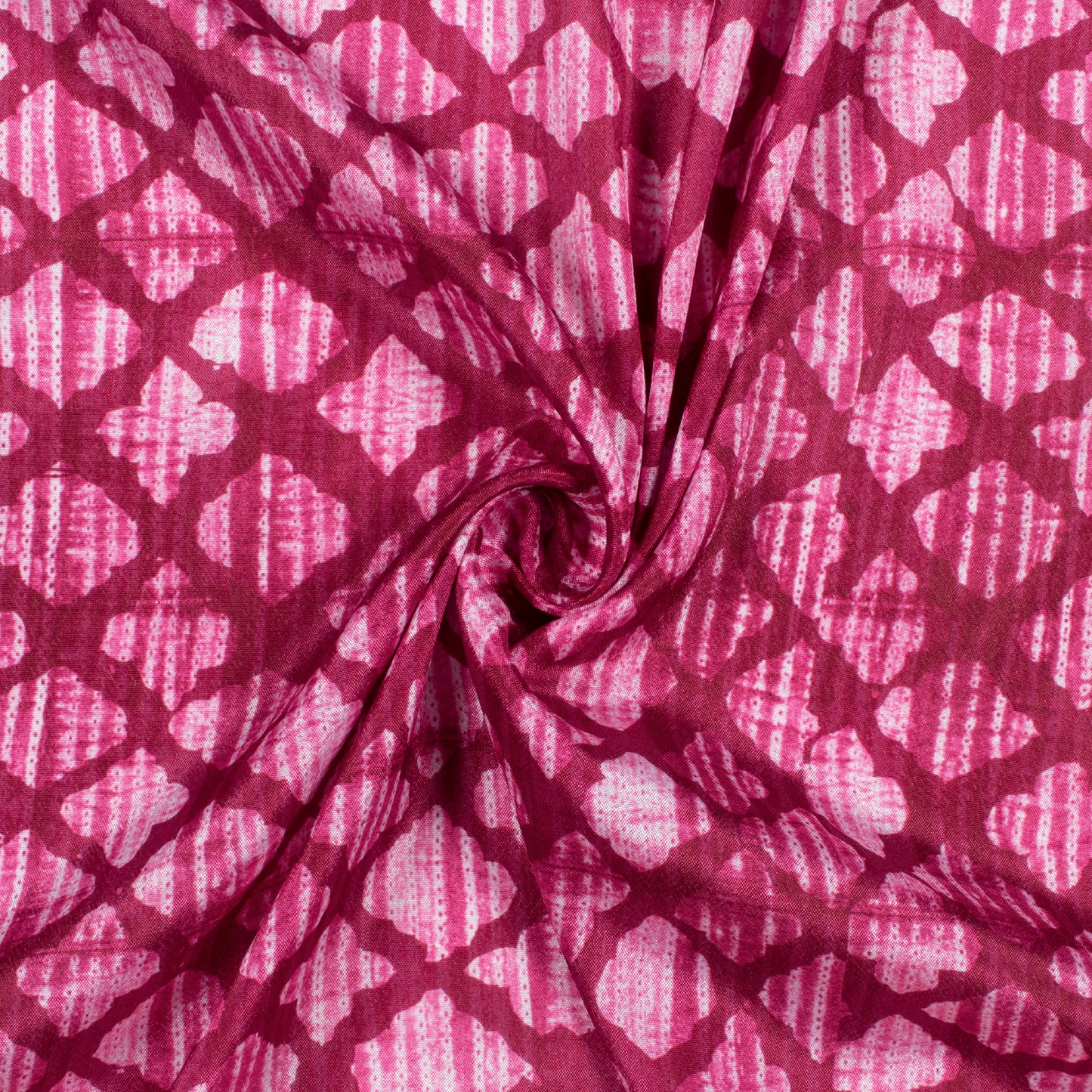 Rouge Pink Geometric Pattern Digital Print Crepe Silk Fabric