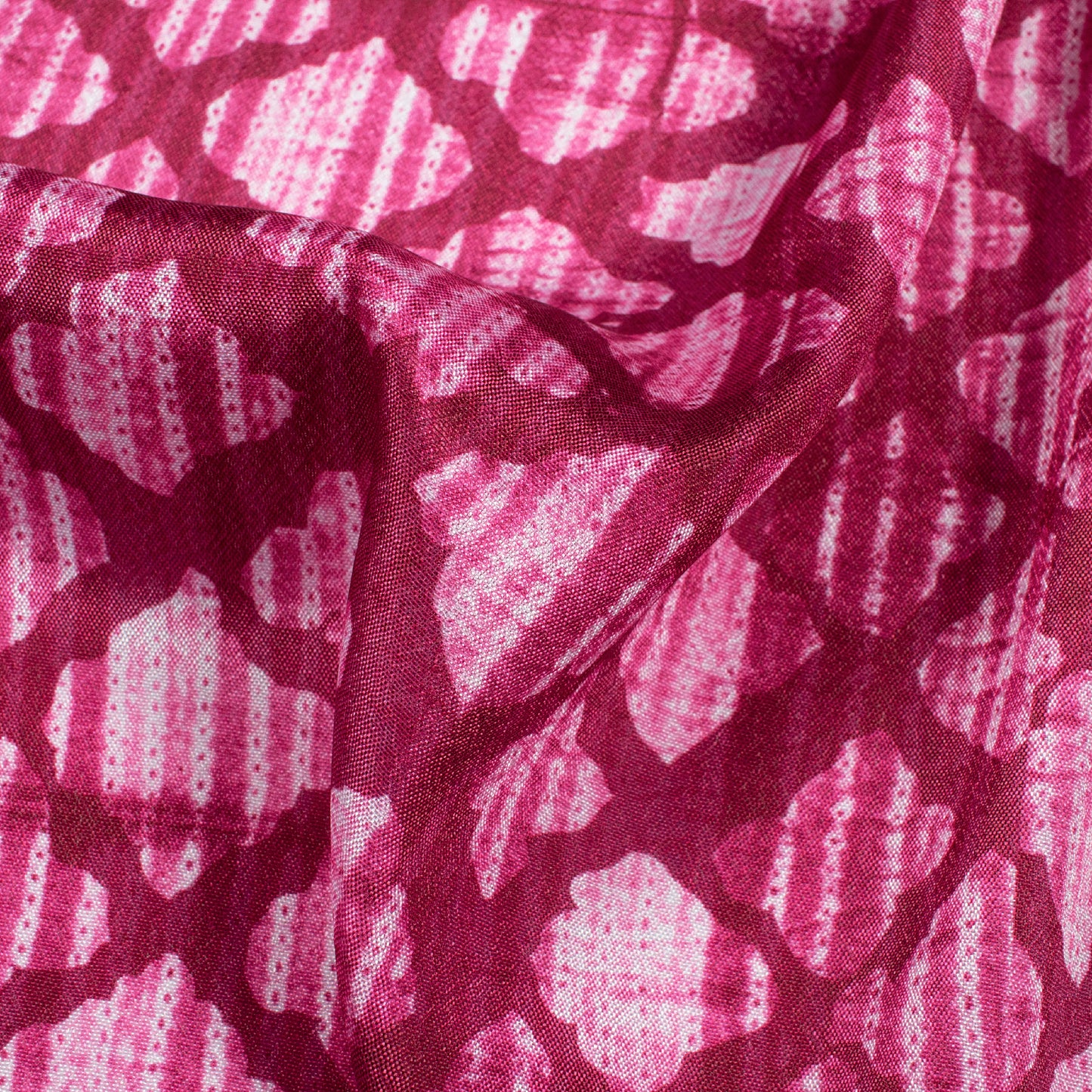 Rouge Pink Geometric Pattern Digital Print Crepe Silk Fabric