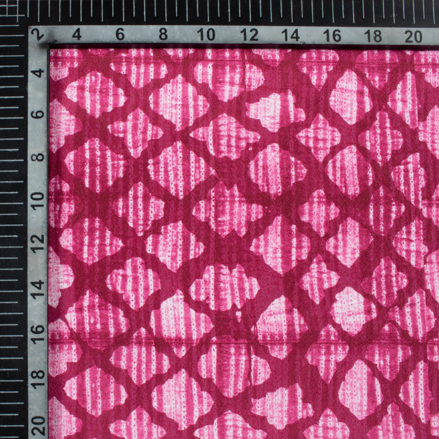 Rouge Pink Geometric Pattern Digital Print Crepe Silk Fabric