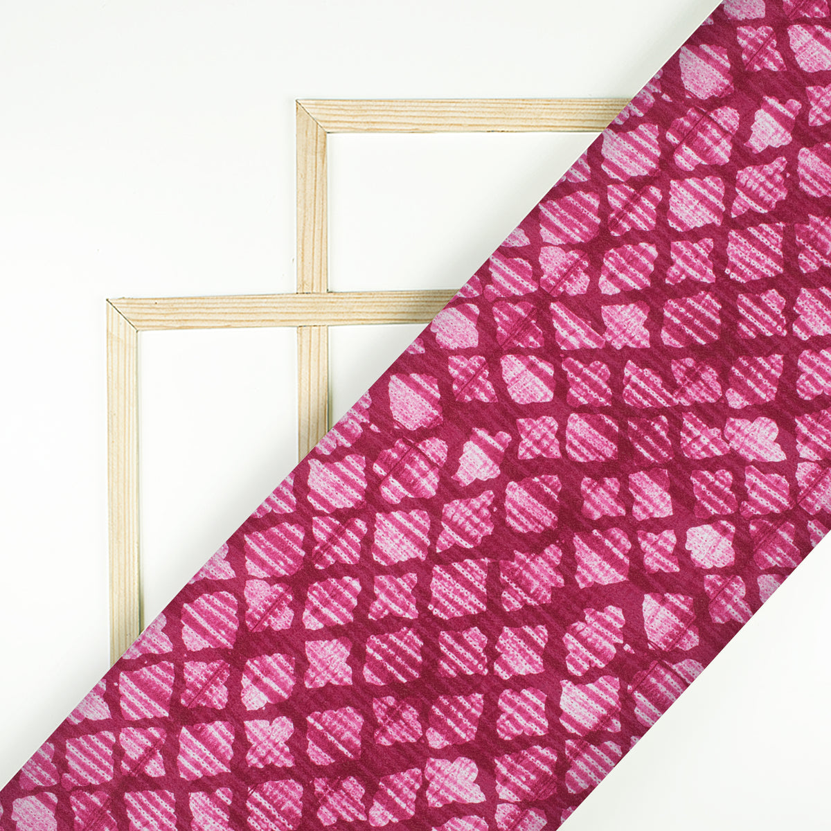 Rouge Pink Geometric Pattern Digital Print Crepe Silk Fabric