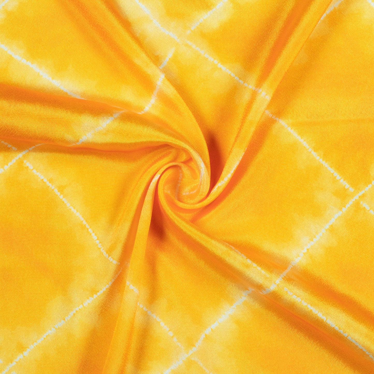 Amber Yellow Shibori Pattern Digital Print Crepe Silk Fabric