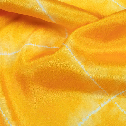 Amber Yellow Shiiborii Pattern Digital Print Crepe Silk Fabric