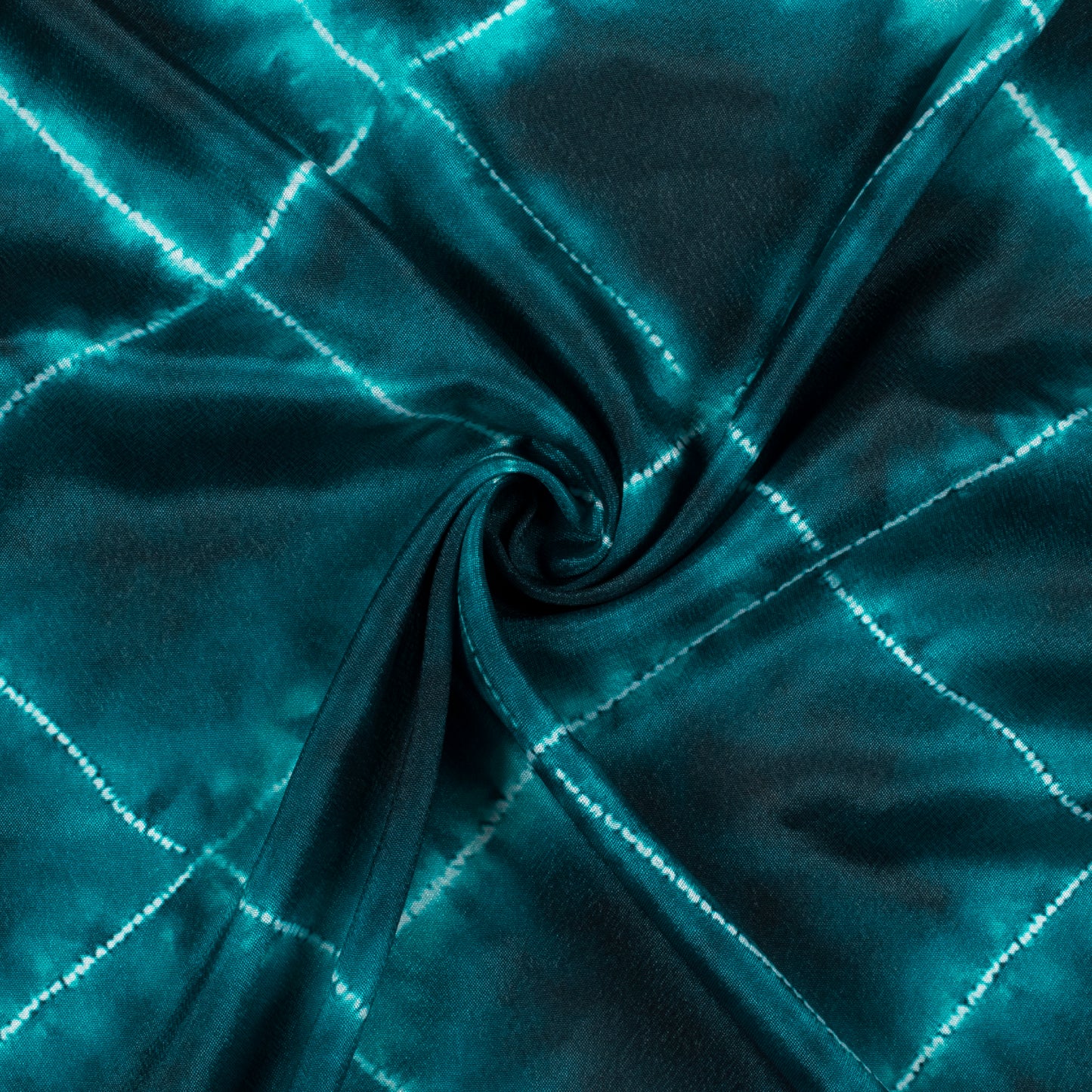 Dark Teal Green Shibori Pattern Digital Print Crepe Silk Fabric