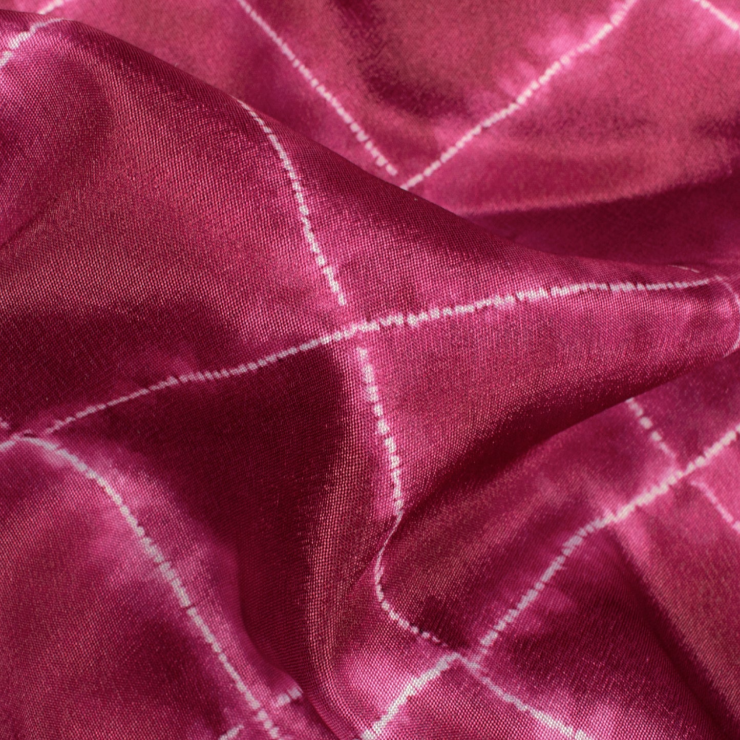 Dark Pink Shibori Pattern Digital Print Crepe Silk Fabric