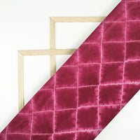 Dark Pink Shiiborii Pattern Digital Print Crepe Silk Fabric