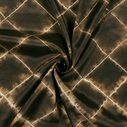 Brown And Black Shiiborii Pattern Digital Print Crepe Silk Fabric