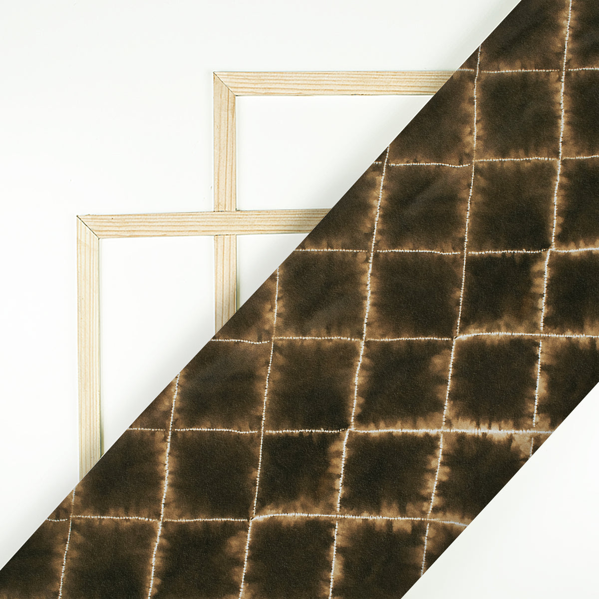 Brown And Black Shibori Pattern Digital Print Crepe Silk Fabric