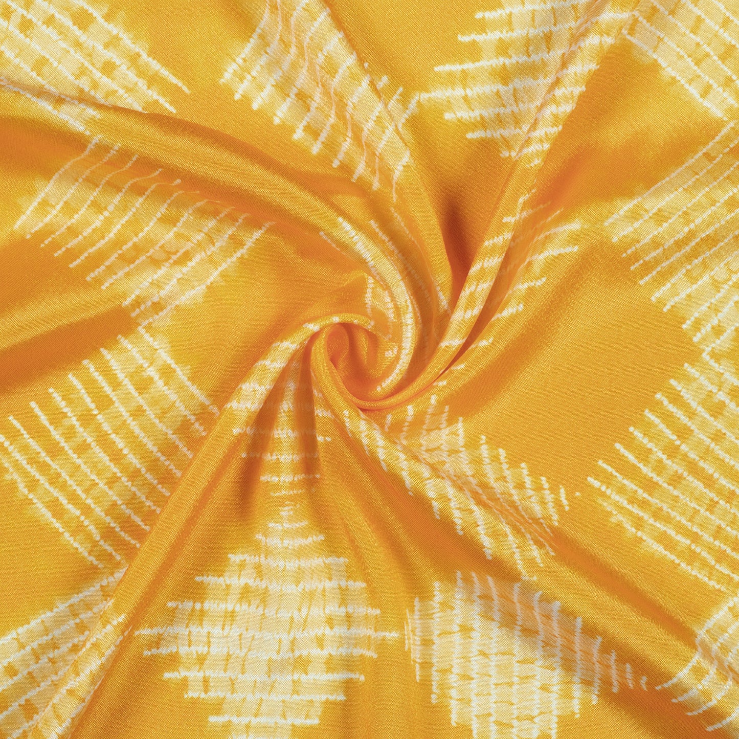 Amber Yellow Geometric Pattern Digital Print Crepe Silk Fabric