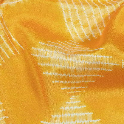 Amber Yellow Geometric Pattern Digital Print Crepe Silk Fabric