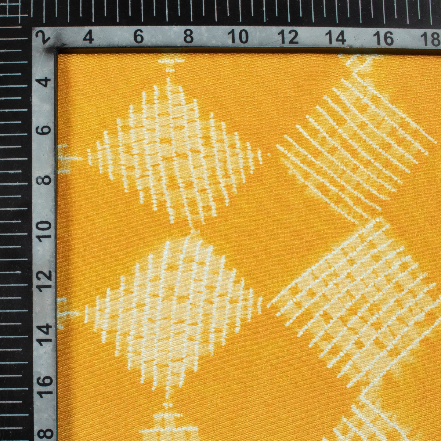 Amber Yellow Geometric Pattern Digital Print Crepe Silk Fabric