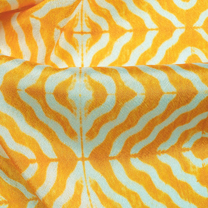 Bumblebee Yellow Geometric Pattern Digital Print Crepe Silk Fabric