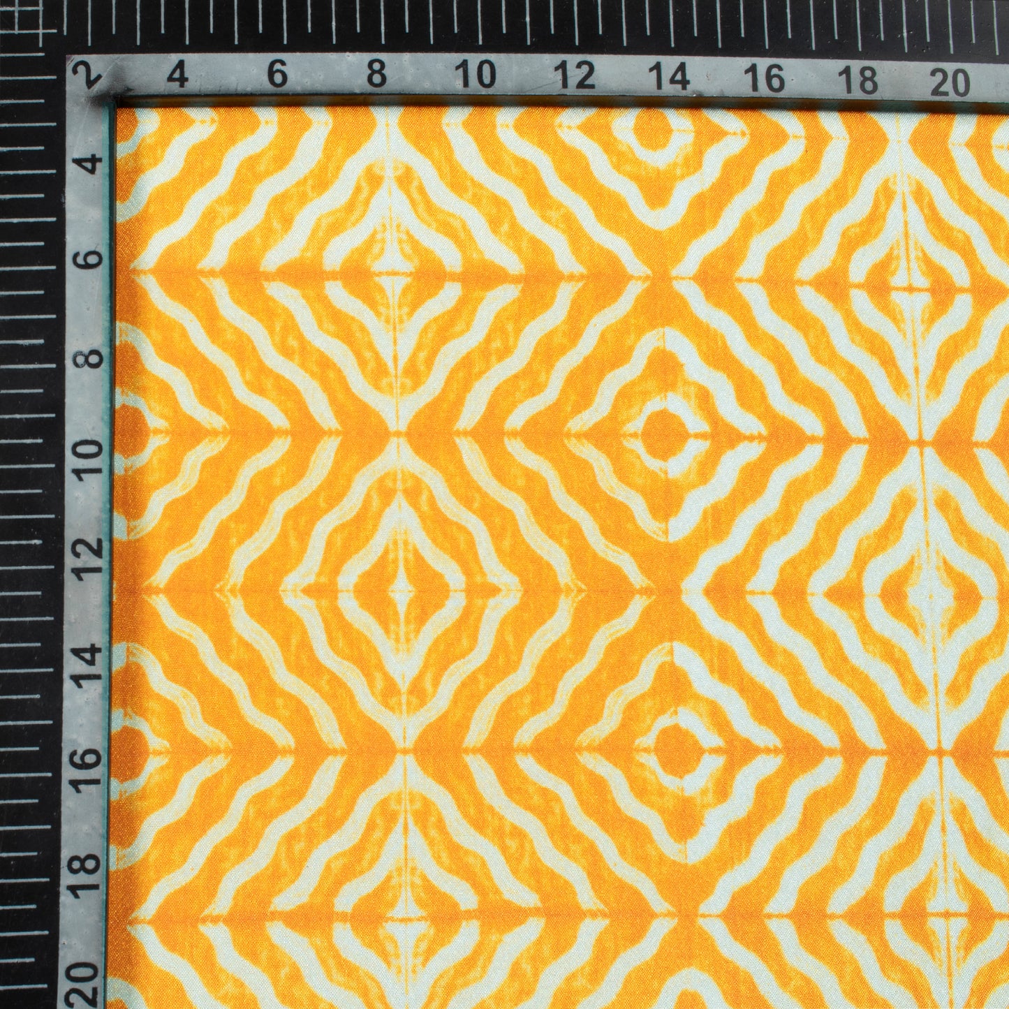 Bumblebee Yellow Geometric Pattern Digital Print Crepe Silk Fabric