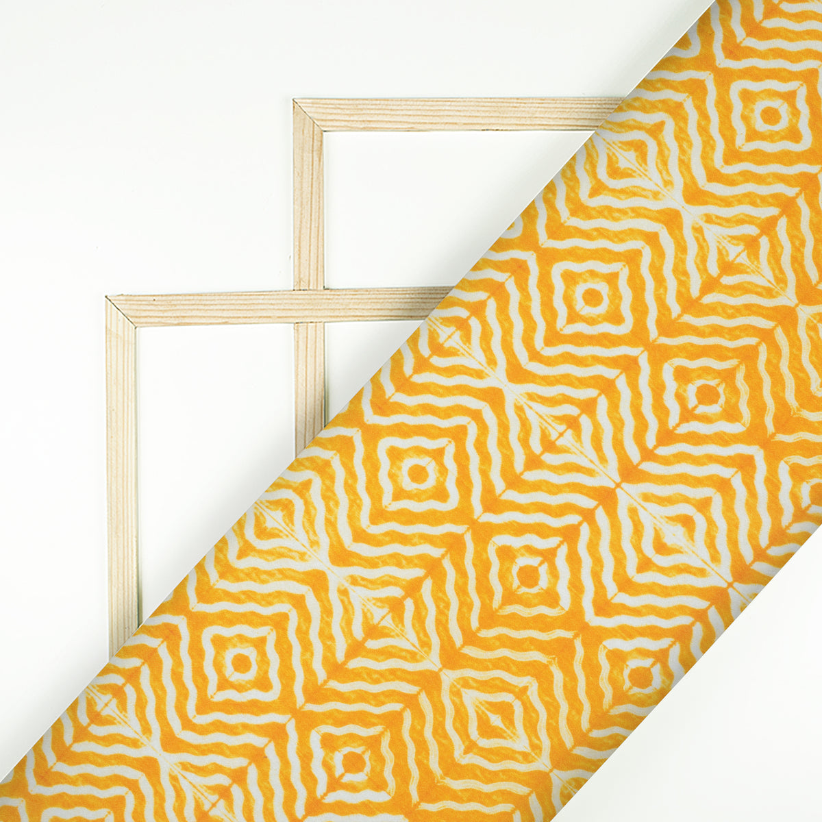 Bumblebee Yellow Geometric Pattern Digital Print Crepe Silk Fabric
