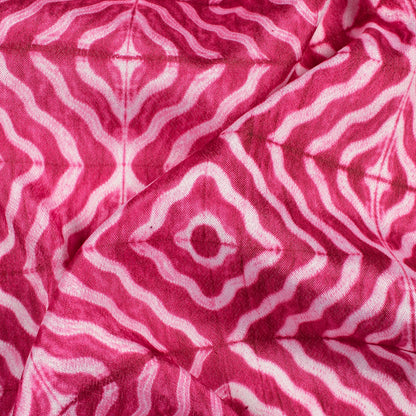 Rouge Pink Geometric Pattern Digital Print Crepe Silk Fabric
